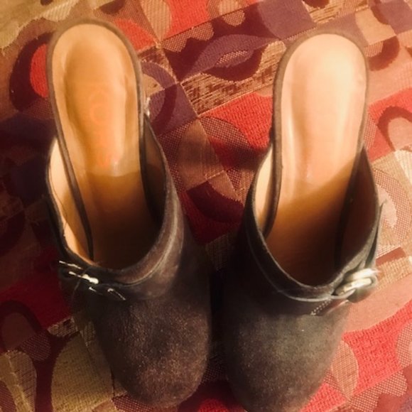 Michael Kors Brown Suede High Heel Platform Clog - Picture 2 of 7